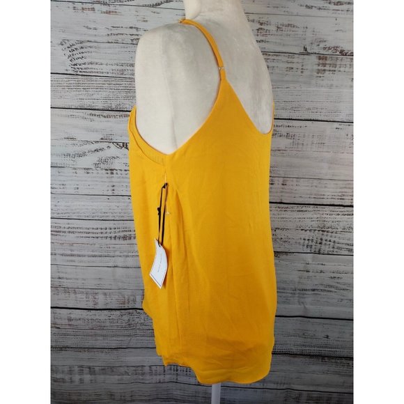 1.STATE Cami Chiffon Inset VNeck Spaghetti Strap Sunflower Yellow Tank Small NEW - Picture 7 of 8